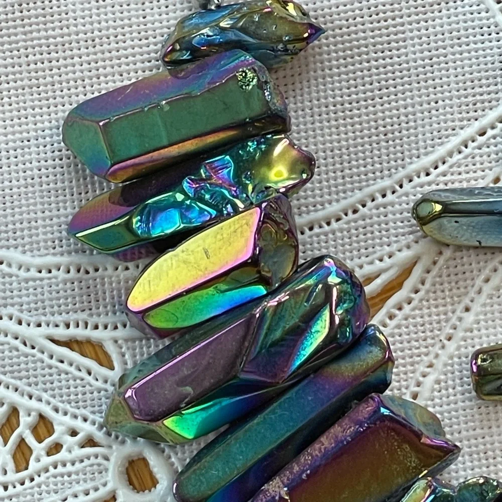 Rainbow titanium necklace & earring set gorgeous colors! - Picture 4 of 11